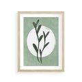 Plakat w ramie 30x40 - Kształty Zielonego Ukojenia - zielony plakat, roślinne motywy - rama drewno