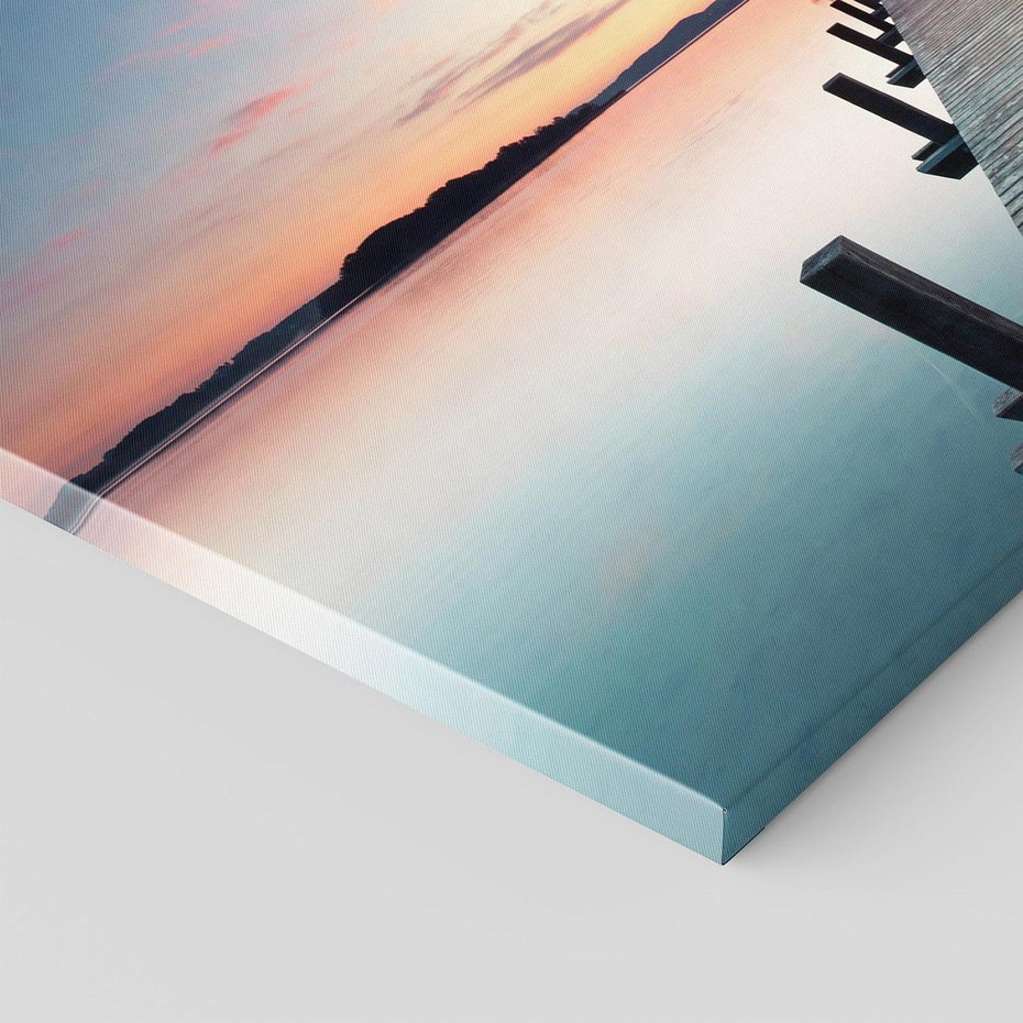 Obraz na płótnie 120x80 - Złote zachody słońca - jezioro, molo