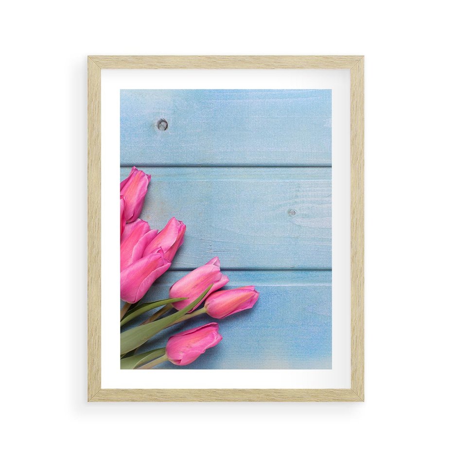 Plakat w ramie 40x50 - Piękno w pełnym rozkwicie - kwiaty, tulipany - rama drewno