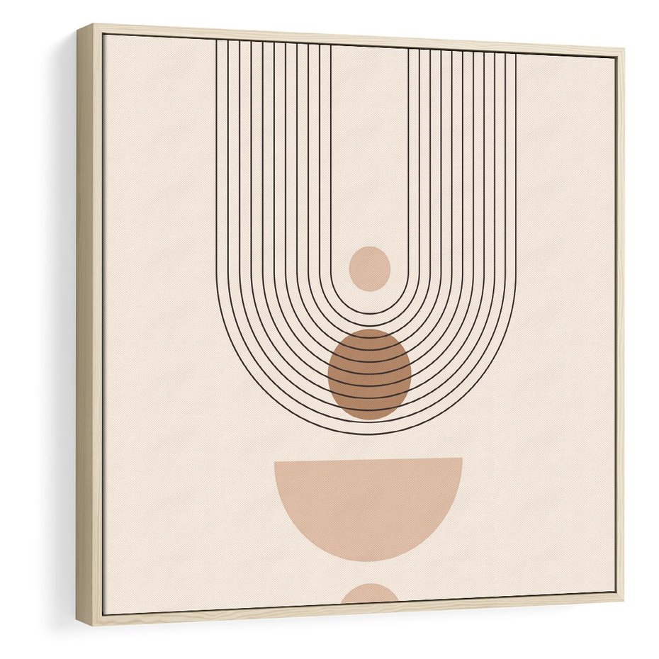 Obraz w ramie 50x50 - Strukturalne Kształty Postępu - boho plakat, minimalizm - rama drewno