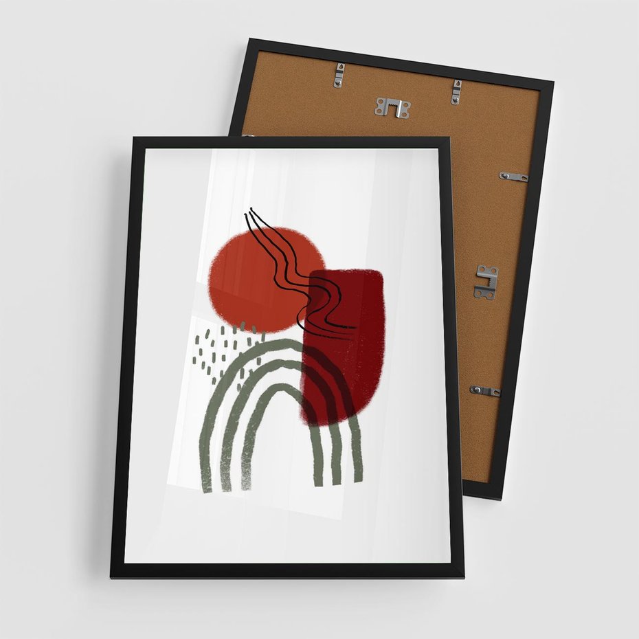 Plakat w ramie 50x70 - Abstrakcyjne Pulsacje - abstrakcyjna sztuka, boho kształty - rama czarna