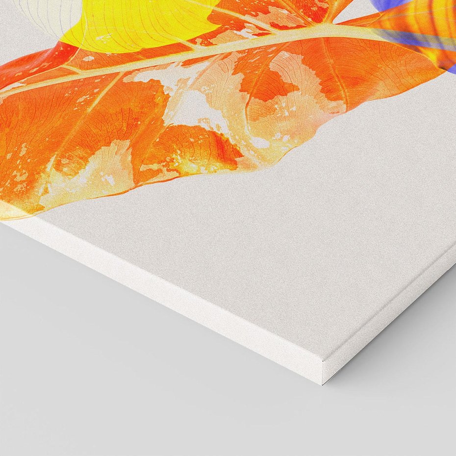 Obraz na płótnie 40x40 - Energetyczne Indygo - retro, tropikalne liście