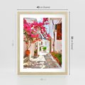 Plakat w ramie 40x50 - Kwiatowa uliczka wakacji - kwiaty, uliczka - rama drewno