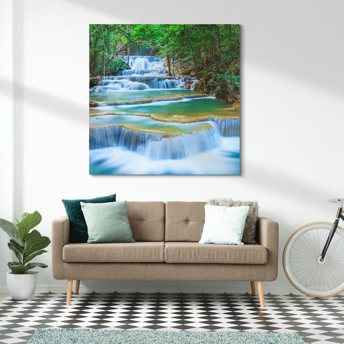 Obraz na płótnie 70x70 - Magia tajlandzkich wodospadów - wodospady, Tajlandia