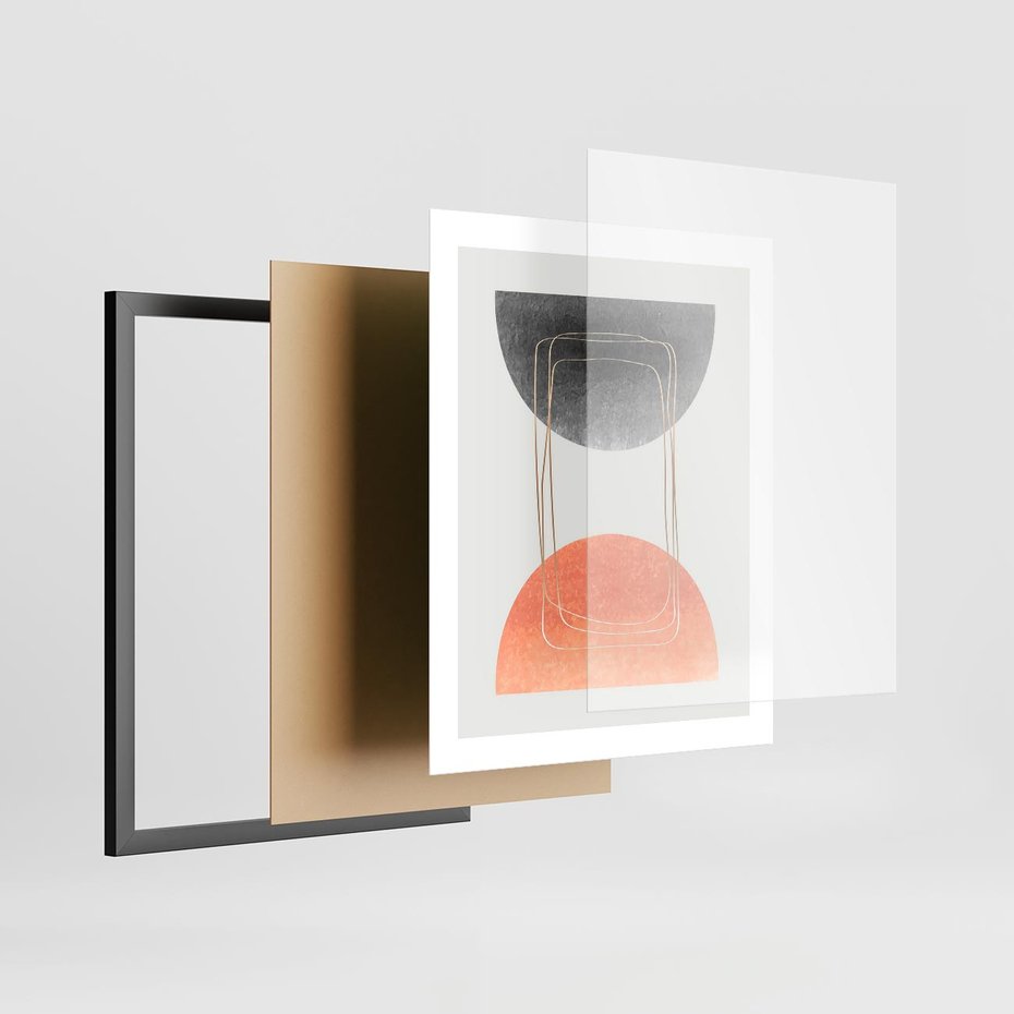 Plakat w ramie 40x50 - Sztuka Abstrakcji - minimalistyczny boho obraz, abstrakcyjny - rama czarna