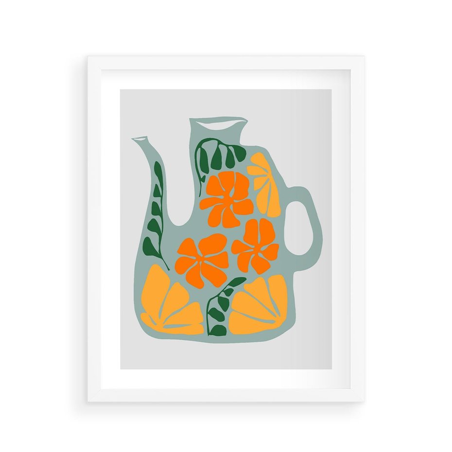 Plakat w ramie 40x50 - Kolorystyczna Ekspresja - czajnik, abstrakcja - rama biała