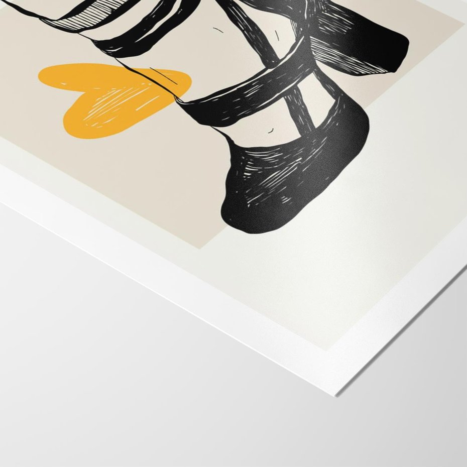 Plakat bez ramy 21x30 - Elegancja w Szkicu: Stopa w Bucie na Obcasie - grafika, czarny szkic