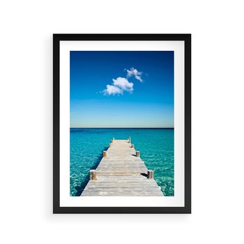 Plakat w ramie 50x70 - Letnie Morskie Uczucie - morze, pomost - rama czarna
