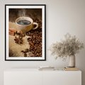 Plakat bez ramy 40x50 - Kawowa filiżanka pełna aromatu - kawa, filiżanka