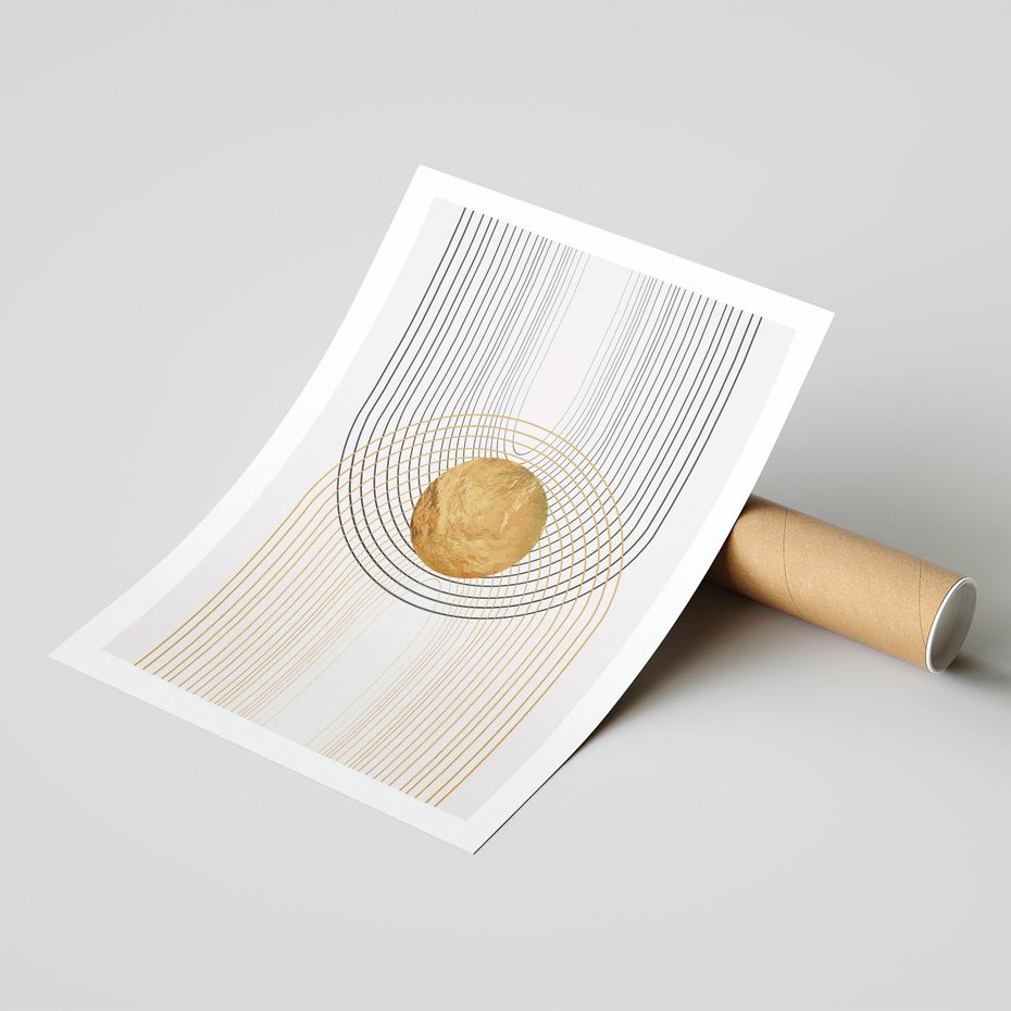 Plakat bez ramy 40x50 - Złota Geometria - styl modern, złoto