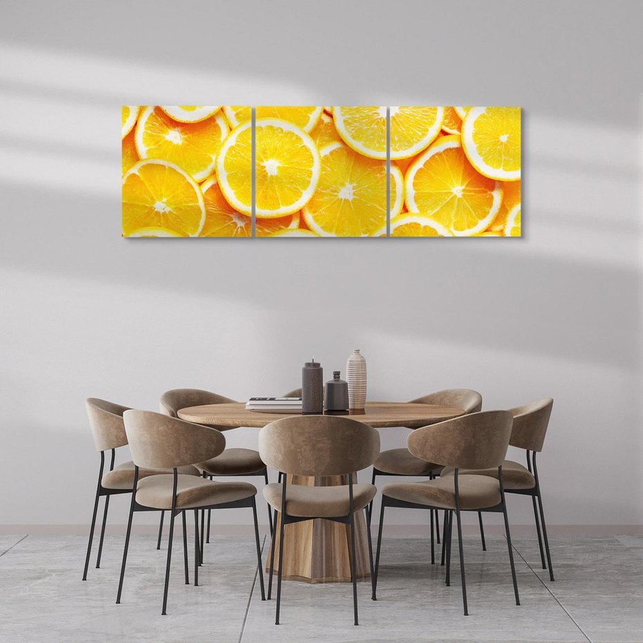 Obraz na płótnie 120x40 - Wyrazista moc pomarańczy - pomarańcze, owoce