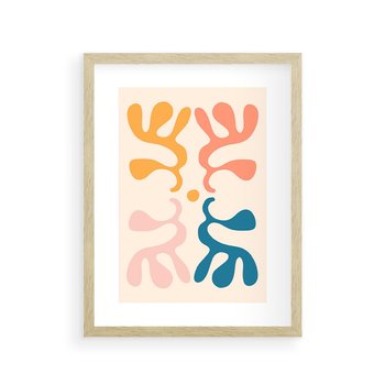 Plakat w ramie 30x40 - Migotliwe Akwarelowe Kontury - absrakcyjne dziwne formy, nowoczesny plakat - rama drewno