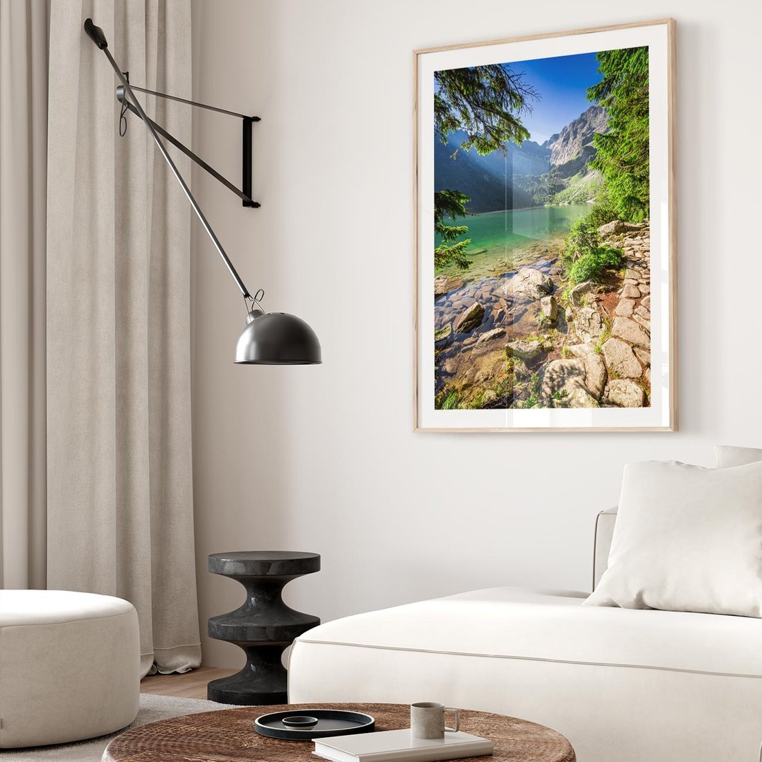 Plakat w ramie 30x40 - Mistyczna Przyroda - góry, jezioro - rama drewno