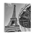 Obraz na płótnie 30x30 - Zabawa w Paryżu - czarno białe zdjecie, wieża eiffla