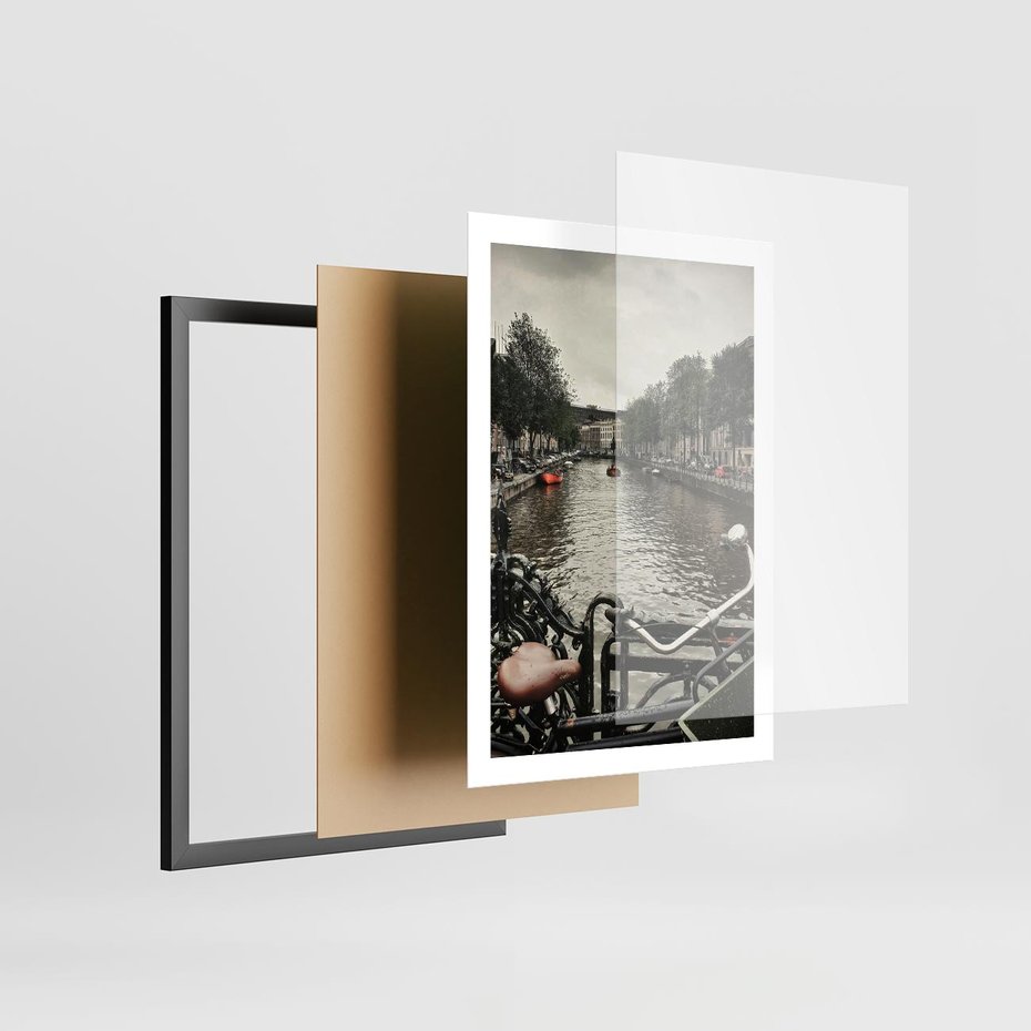 Plakat w ramie 50x70 - Miasto na Wodzie - holenderskie kanały, amsterdam - rama czarna