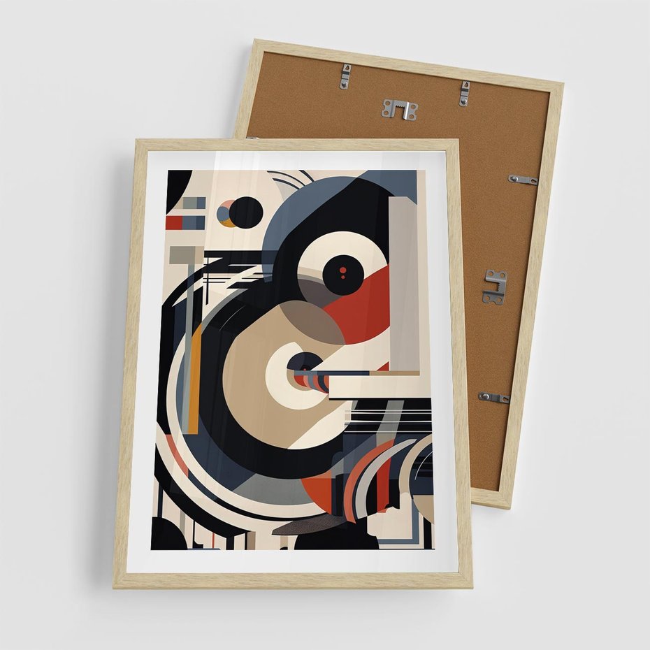 Plakat w ramie 50x70 - Wibracje Marzeń - abstrakcyjny obraz, geometryczne koła - rama drewno