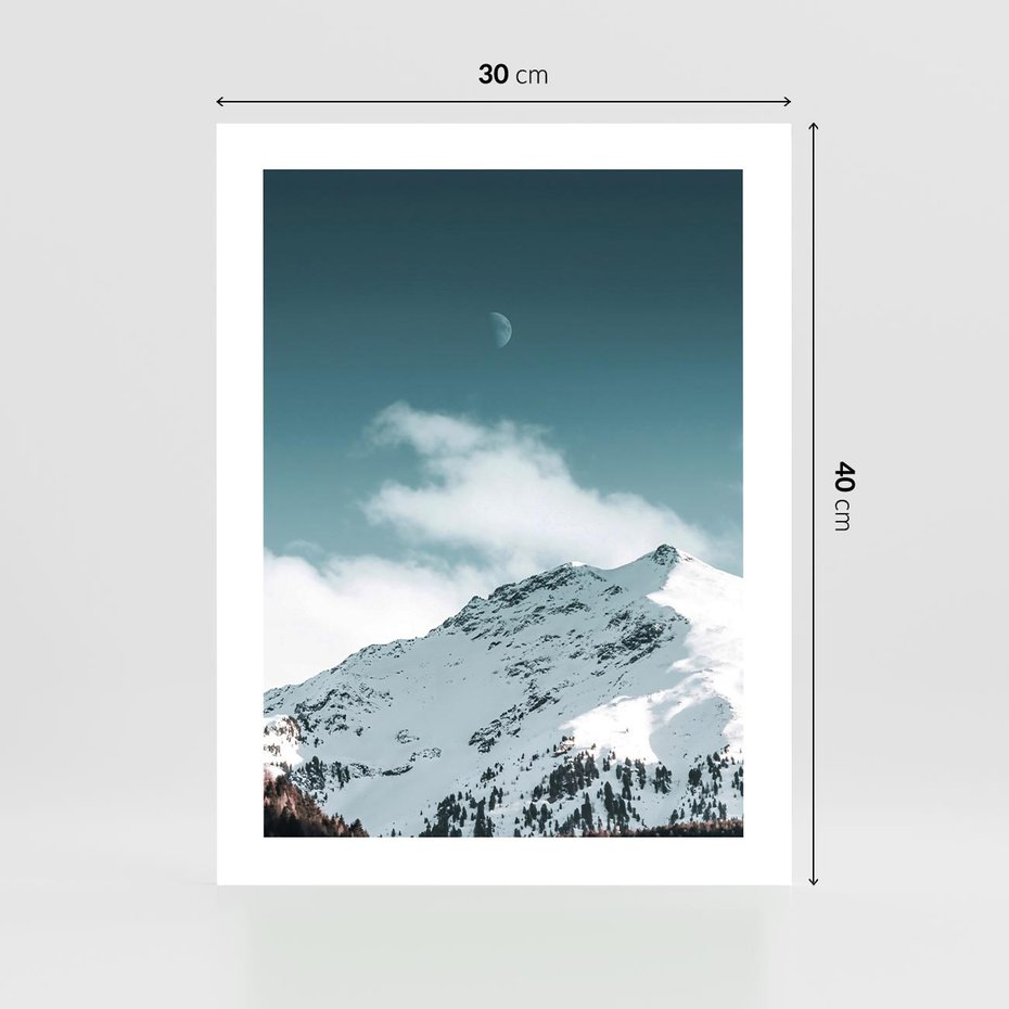 Plakat bez ramy 30x40 - Nocna Magia w Górach - fotografia, śnieg