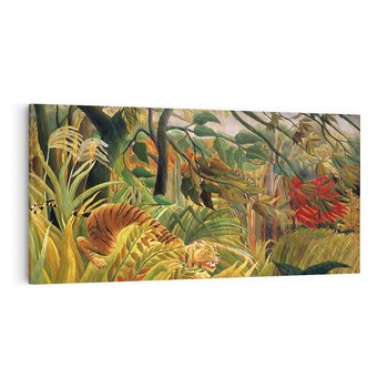 Obraz na płótnie 120x60 - "Tygrys w tropikalnej burzy" (1891) Henri Rousseau - Reprodukcja - reprodukcja, obraz na płótnie