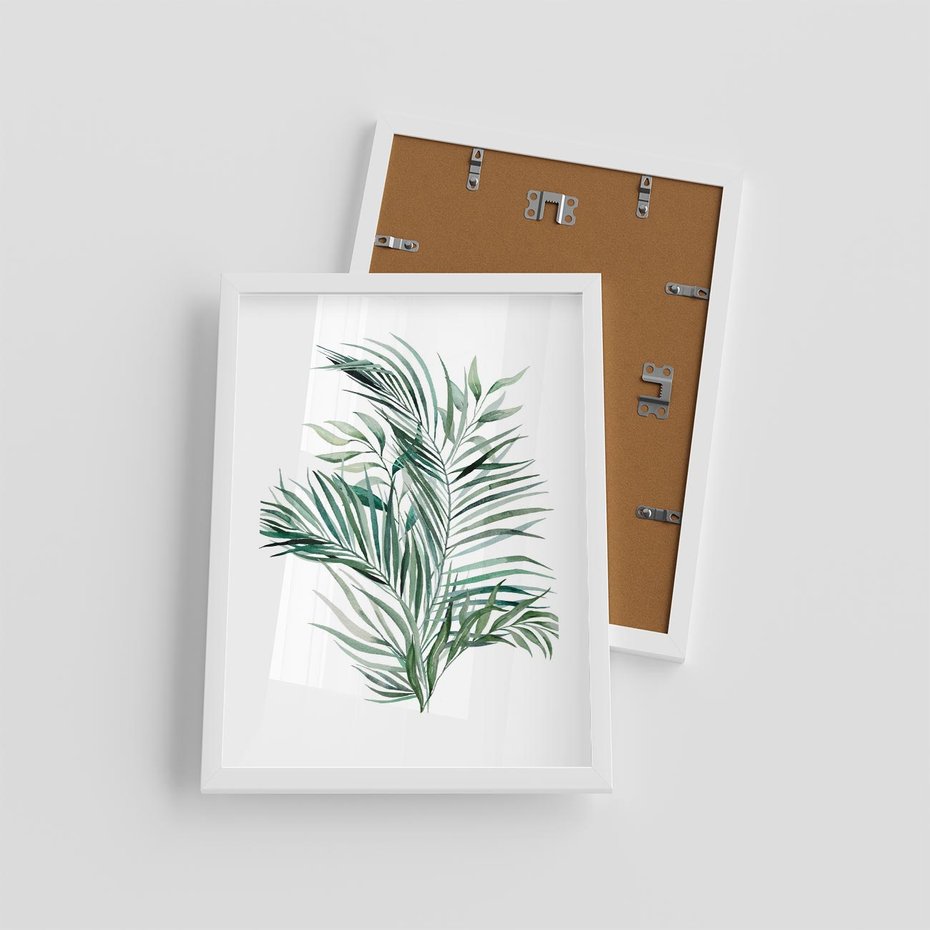 Plakat w ramie 30x40 - Blask Natury - złote, liście - rama biała