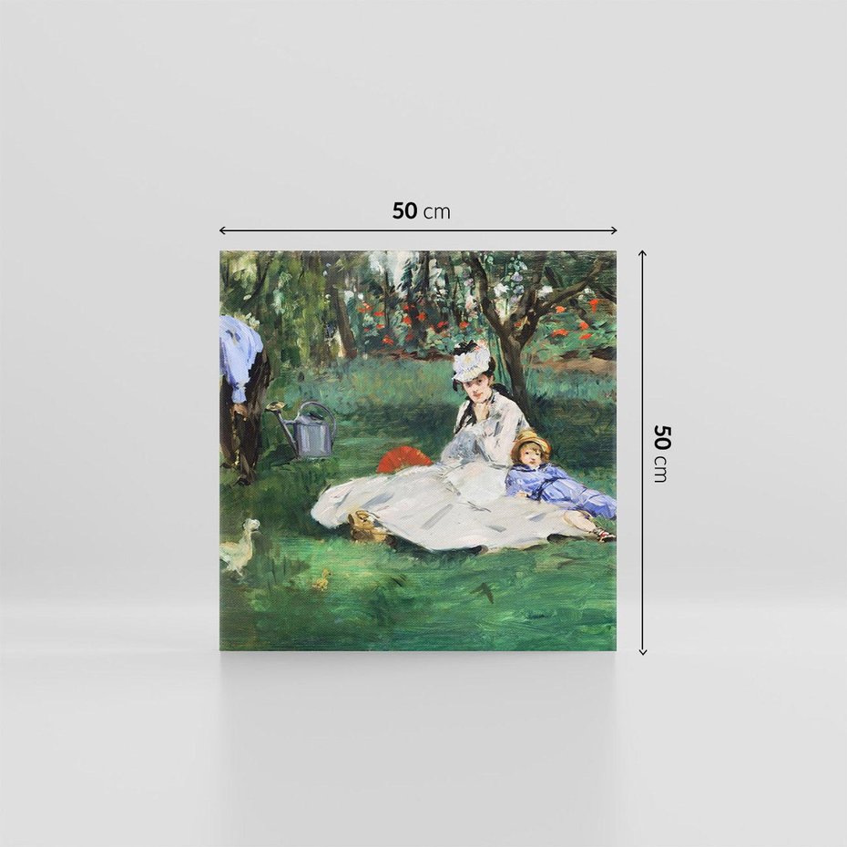 Obraz na płótnie 50x50 - Rodzina Monet w ogrodzie w Argenteuil (1874) Édouard Manet - Reprodukcja - reprodukcja, obraz na płótnie