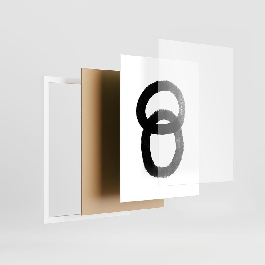 Plakat w ramie 50x70 - Kształtując Granice - abstrakcja, minimalizm - rama biała