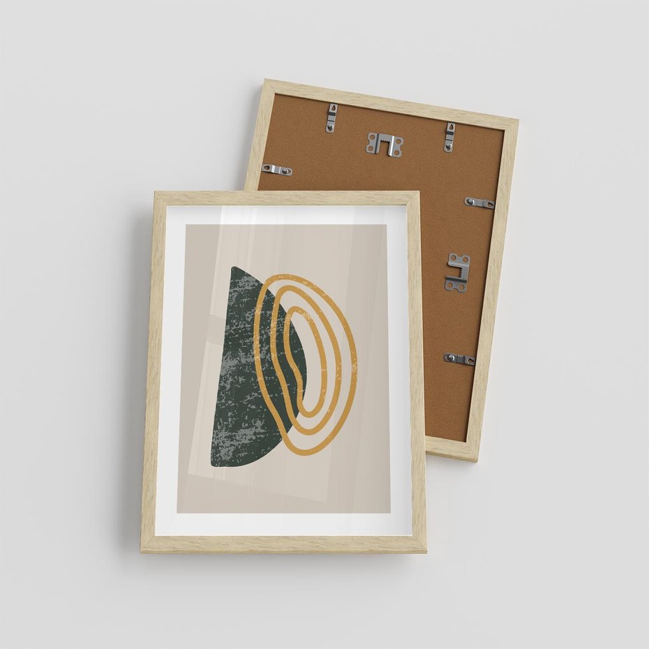 Plakat w ramie 30x40 - Nowoczesne Dialogi Materii - nowoczesny plakat, abstrakcyjne kształty - rama drewno