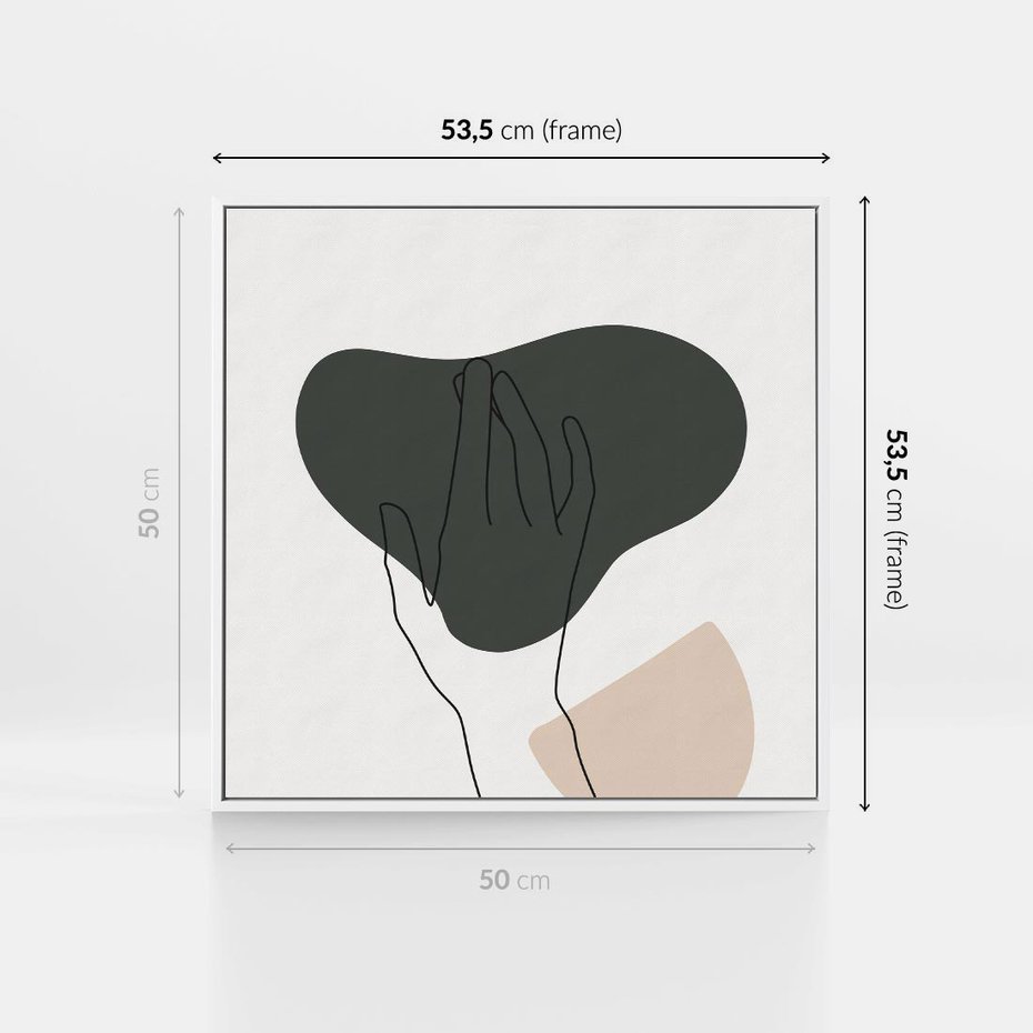 Obraz w ramie 50x50 - Bezczasowe Echo - szkic jedną linią, one line - rama biała