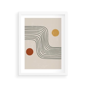 Plakat w ramie 50x70 - Czysta Refleksja - abstrakcyjna sztuka, boho kształty - rama biała