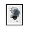 Plakat w ramie 30x40 - Wibracje Kształtów - abstrakcyjne plamy akwarelowe, czarny szkic - rama czarna
