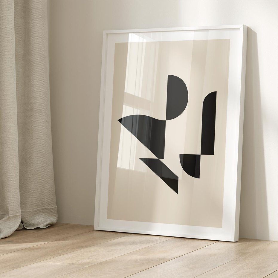 Plakat w ramie 50x70 - Rozkwitająca Abstrakcja - abstrakcyjne geometryczne kształty, minimalizm - rama biała