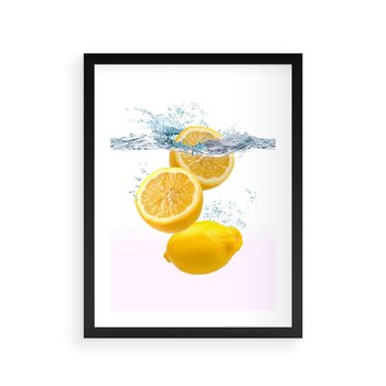 Plakat w ramie 50x70 - Świeże cytryny pełne smaku - cytryny, owoce - rama czarna