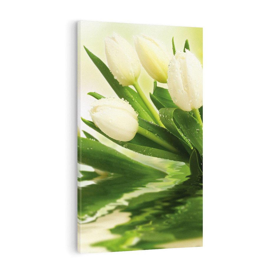 Obraz na płótnie 80x120 - Białe Piękno - białe, tulipany