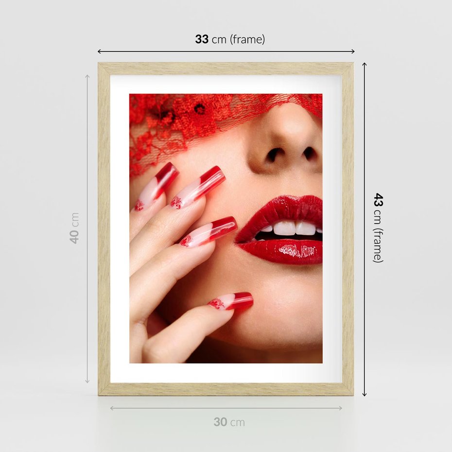 Plakat w ramie 30x40 - Piękno manicure: kolory i elegancja - paznokcie, manicure - rama drewno
