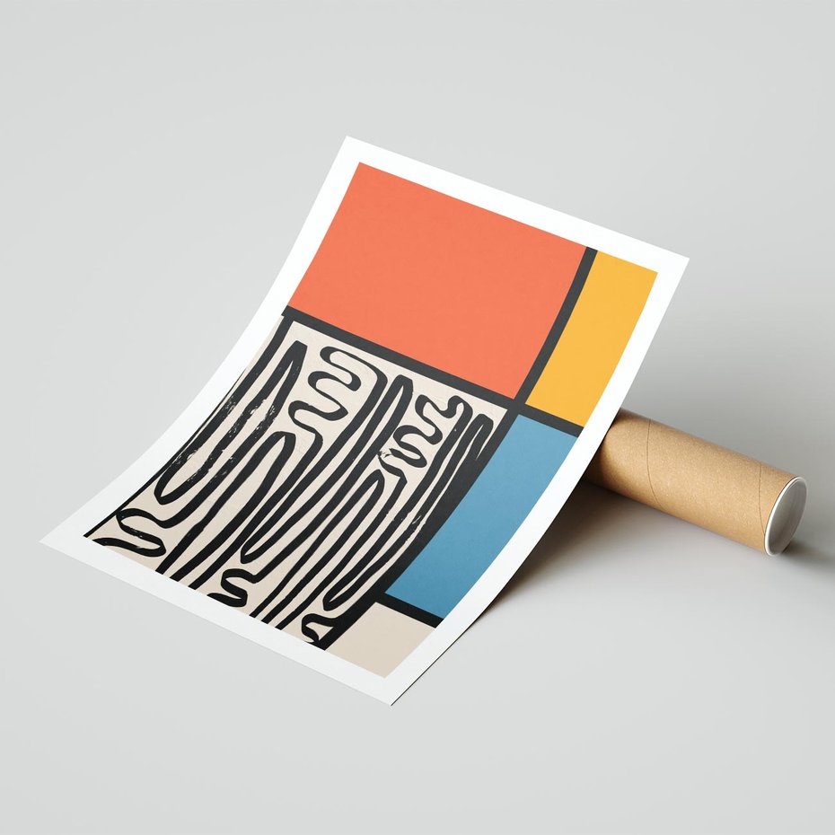 Plakat bez ramy 21x30 - Podróżne Wibracje Serca - abstrakcyjny obraz, proste linie