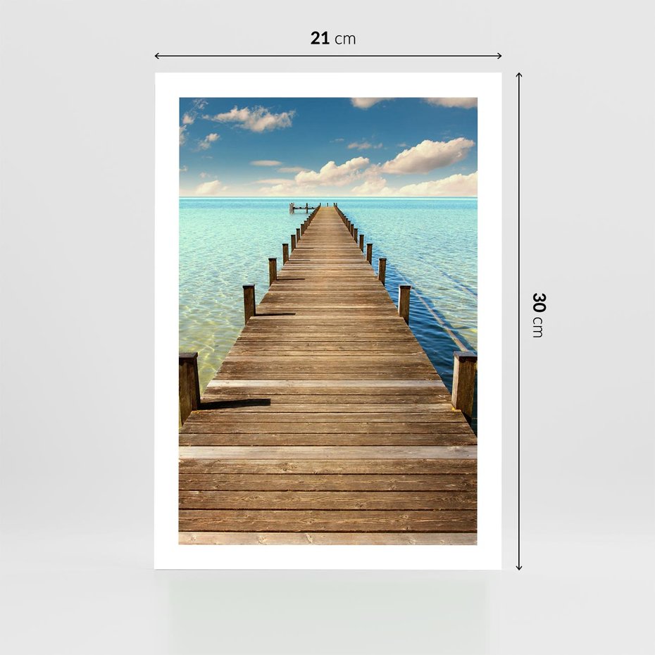Plakat bez ramy 21x30 - Pomost nad morską przestrzenią - pomost, morze