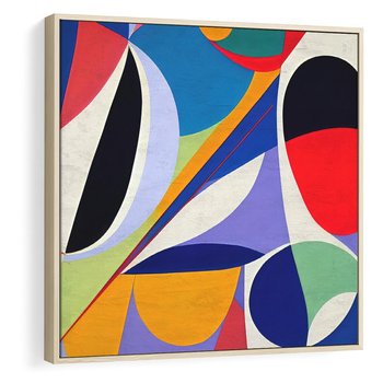 Obraz w ramie 80x80 - Kolorowe Przesunięcia Kształtów - abstrakcyjny obraz olejny, żywe kolory - rama drewno