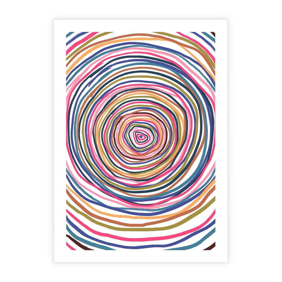 Plakat bez ramy 21x30 - Cyrkulująca Harmonia - kolorowe etniczne wzory, tęczowe żywe kolory