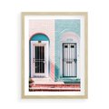 Plakat w ramie 50x70 - Urok Starych Drzwi - stare retro drzwi kamienicy, pastelowe kolory - rama drewno