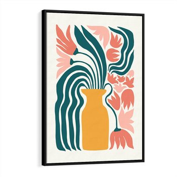 Obraz w ramie 50x70 - Kolorowe Pasmo - abstrakcyjne kwiaty w wazonie, pdastelowe kolory - rama czarna