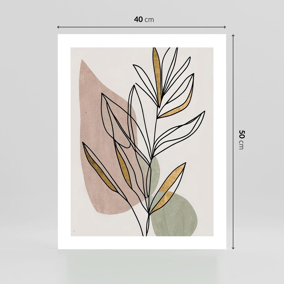 Plakat bez ramy 40x50 - Impulsy Subtelnej Harmonii - abstrakcyjny obraz boho, liście