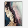 Obraz w ramie 70x100 - Elegancki Impuls - abstrakcyjne plamy, rozlana farba - rama biała