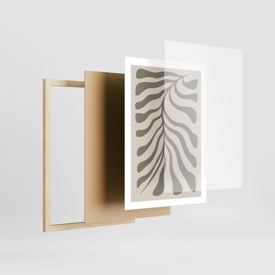 Plakat w ramie 50x70 - Zaklęte Kształty - nowoczesna sztuka, plakat modern - rama drewno