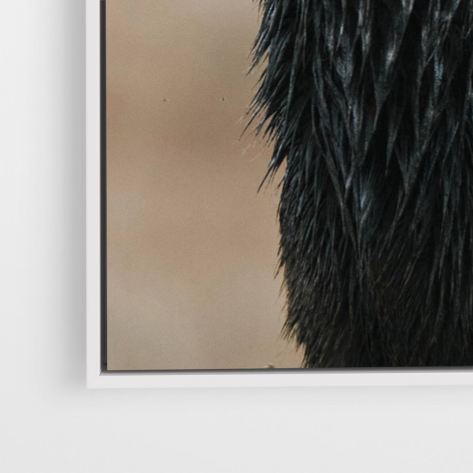 Obraz w ramie 50x70 - Spokojny jeleń - jeleń, las - rama biała