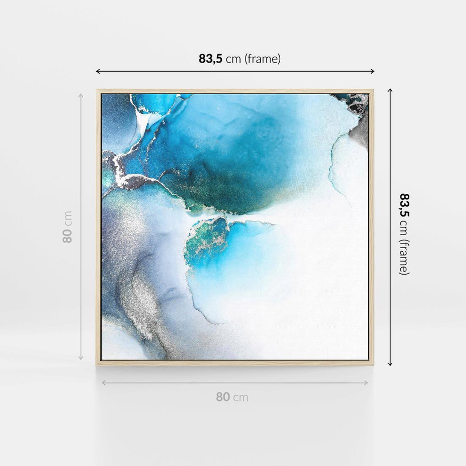 Obraz w ramie 80x80 - Marmur złotą akwarelą - marmur, akwarela - rama drewno