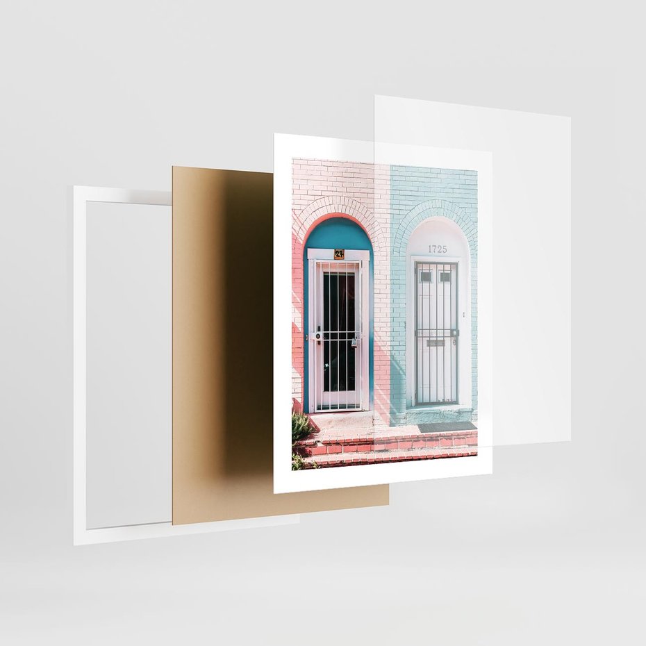 Plakat w ramie 40x50 - Urok Starych Drzwi - stare retro drzwi kamienicy, pastelowe kolory - rama biała