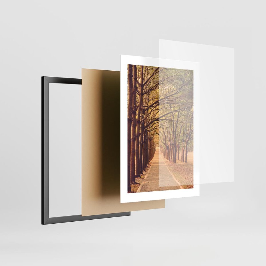 Plakat w ramie 30x40 - Wędrówka między drzewami - droga, drzewa - rama czarna