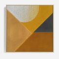 Obraz w ramie 80x80 - Harmonia migoczących ognisk - intensywne ciepłe kolory, słoneczny żółty - rama drewno