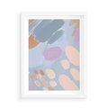 Plakat w ramie 50x70 - Migocące Pastelowe Spektrum - abstrakcyjne akwarelowe plamy, pastele - rama biała