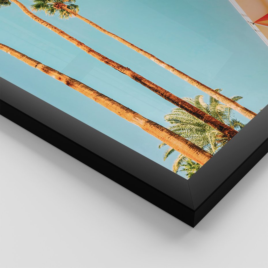 Zestaw obrazy w ramie 30x40 galeria - Pozytywny, cytat, plaża, palmy, wakacje - rama czarna