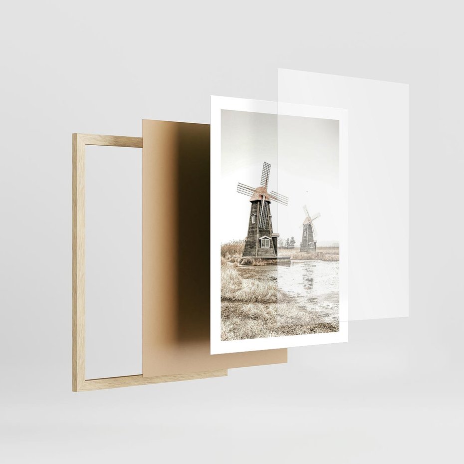 Plakat w ramie 50x70 - Wiejskie Młyny: Rustykalna Fotografia - młyny, rustykalna fotografia - rama drewno